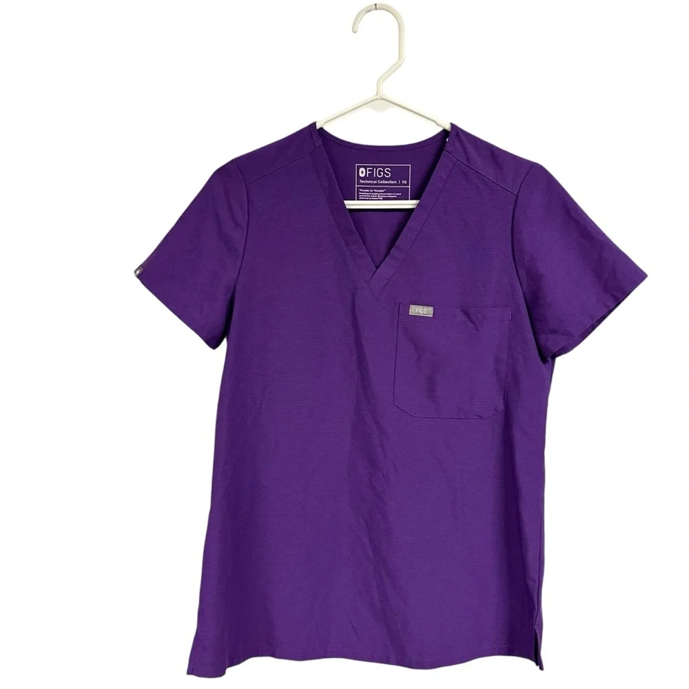 FIGS Purple Women’s Scrub Top Short Sleeve V-Neck XS